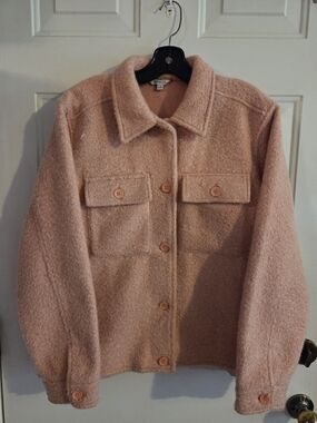 Soft Pink Teddy Button-Up Jacket